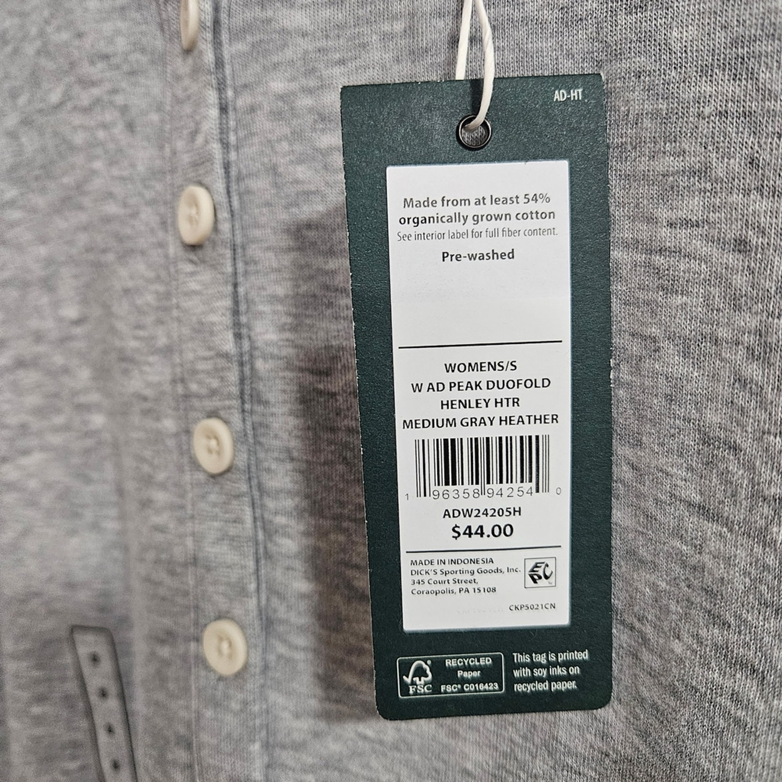 Nwt Alpine Design Heather Gray Henley Top — image 2 of 4